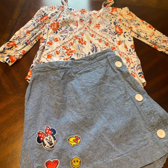 Walt Disney Other - Disney Kids Floral Top and Minnie Mouse Skirt Set
